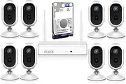 Elinz Wireless Home Battery Security 1080P HD WiFi 8X Camera CCTV System 8CH NVR Indoor Outdoor 1TB HDD, 2-Way Audio, Motion Detection