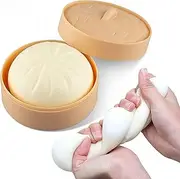 Dumpling Squishy Buns Hand Pinch Fidget Baozi Toy Stuffed Bun Steamed Buns Squeeze Ball Anxiety Relief Adult Squishy Toy Pork Bun in Steamer Anti Stress Toy