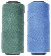 2 Knot It Waxed Polyester Cord 1mm Diameter 144M Spools (Teal Green, Azure Blue)