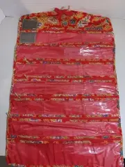 JEWELRY ORGANIZER Hanging Double-Sided Red 66 Clear Pockets Raymond Waites