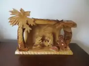 OLIVE WOOD Manger Carved from Bethlehem Palm Tree STAR made in Holy Land