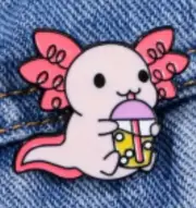 Axolotl with bubble tea enamel pin - Free AU Post - AU Stock