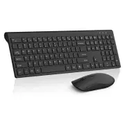 Wireless Keyboard and Mouse Combo, Silent Full-Size Computer Keyboard with Ca...