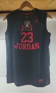 Nike Air Jordan Boys Jumpman Sewn Basketball Jersey #23 Black Red NWT Size XL.