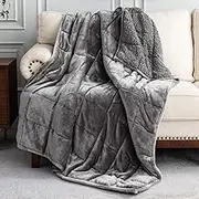 Sherpa Fleece Weighted Blanket 7 kg for Adult, Unicolor Ultra-Soft Fleece and Sherpa, Dual Sided Cozy Plush Blanket for Sofa Bed, 150 x 200 cm, Grey