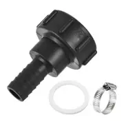 IBC Tank Hose Adapter 60mm Coarse Thread to 25mm Barbed Hose Fitting Black