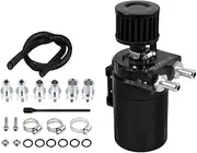 Leona Co Aluminum 300ml Oil Catch Can Tank Kit Polish Universal Baffled Reservoir with Breather Filter and Fuel Line