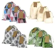 Canvas 12 PCS Present Gift Bags Assorted Sizes + 15 Gift Tags and String
