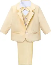[A&J DESIGN] Baby Tuxedo 5-Piece Set Jacket & Shirt & Vest & Pants & Bowtie 6 Months - 3T