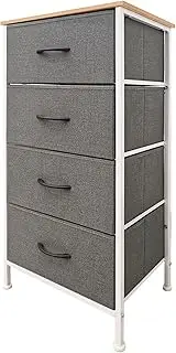 Foret Chest of 4 Drawers Storage Cabinet Tower Dresser Wood Top Tallboy Organizer