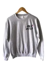 BP Women's Eye Voted Size S Grey Crewneck Sweatshirt - New