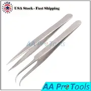 Eyelash Tweezers Straight & Curved Extension Volume Lash For Professional Makeup