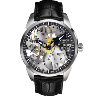 TISSOT 天梭 官方授權T-Complication Squelette 3D鏤空手動上鍊機械錶-T0704051641100