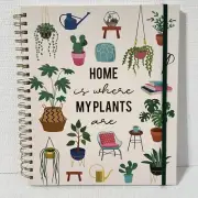 HOME is Where My PLANTS Are Hardcover Spiral Notebook Journal Pink Gold Lined