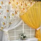 Pastoral Orange Yellow Daisy Bilayer Design Sheer Tulle Short Curtain LivingRoom