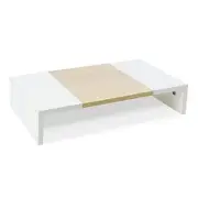 Wood Monitor Stand Riser with Storage Shelf for TVs, PCs, 20 inch White+maple