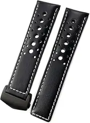 [BANDKIT] 21/22mm Calfskin Watch Band Suitable for TAG Heuer MONACO Carrera AUTAVIA Aquaracer 300 Black Red F1 cowhide Strap
