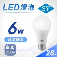 在飛比找森森購物網優惠-【SY 聲億】6W 高效能廣角LED燈泡 白光(28入)