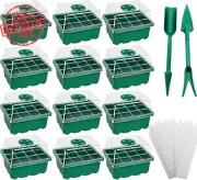 12-Pack Seed Starter Trays 12-Cell Mini Greenhouse Kit with Labels Germination