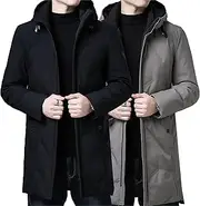 [SWJGLITTR] Men's Lightweight Down Jacket Waterproof Warm Thicken Ski Coat Long Winter Parka Puffer Jackets, Color 1-2pc, X-Large