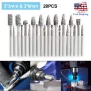 20x Head Tungsten Carbide Steel Rotary Burr Die Grinder Bit Shank Carving Tools