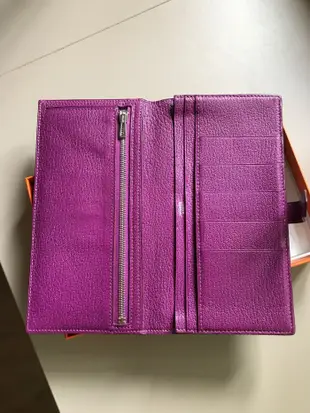 Hermes H 愛馬士 紫色長夾 皮夾