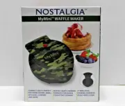 Nostalgia MyMini Waffle Maker Green Camo Makes 5" Waffles