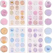 Floral Amber Wax Seal Stickers, 120 Pcs Self-Adhesive Envelope Seal Stickers, Clear Crystal Stamp Stickers for Wedding Invitations Baby Shower Birthday Bridal Shower (4 Styles)