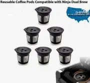 Ninja Dual Brew Coffee Maker 6 Reusable Refillable K Cup Coffee Filter Pods