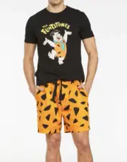 NEW PETER ALEXANDER MENS FLINTSTONES PJ TOP TEE + MID SHORTS SET $109 MEDIUM M