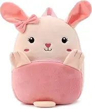 [BEFUNIRISE] Toddler Backpack for Boys and Girls, Cute Soft Plush Toddler Bag Animal Cartoon Small Mini Backpack Little For Kids 2-6 Years