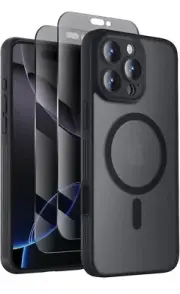 Symcele Phone Case for iPhone 16 Pro Case with Privacy Screen Protectors - Black