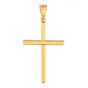 14k Yellow Gold Shiny Square Tube Style Cross Pendant