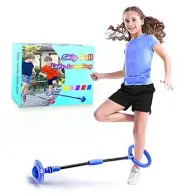 Kids Skip Ball,Foldable Ankle Skip It Ball Flashing Jumping Ring Colorful Blue