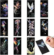 Scratch Off Bookmarks | Art Scratch Paper Set of 12 | Bookmarks Making Kit for Kid Students Birthday Christmas Party Favor