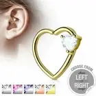Heart Gem Stud Hoop Cartilage Helix Daith Rook Tragus Snug Ear Rings - Piercing