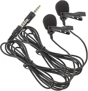DRESSOOS 2pcs Lapel Microphone Condenser Mic for Recording Vlogging Interview Live Broadcast Portable Design with Sturdy Clip High Sensitivity for Audio