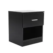 Bedside Tables Storage Cabinet Nightstand 1 Drawer 1 Shelf ELLA BLACK