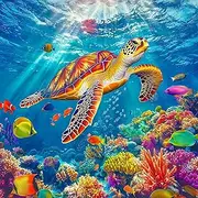 Bgraamiens Puzzle-Swimming Sea Turtle-1000 Pieces Sea Turtle Puzzles for Adults 1000 Piece, Wave Spirit Jigsaw Puzzle Sea Turtle