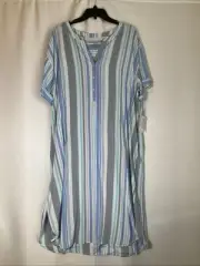 NOTTIBIANCHE Striped Multi Cap Sleeve NIGHT GOWN Womens XL New With Tag #0156