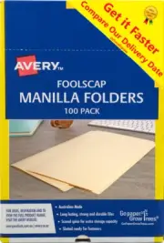 100 Avery Foolscap Buff Manilla File Folder Box of 100 For F/C & A4 Files
