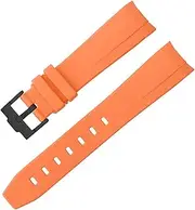 MGHN Silicone Watch Band Silicone Curved Strap Watchband Stainless Steel Buckle Quick Release Replacement Strap (Color : Orange blackbuckle, Size : 20mm)
