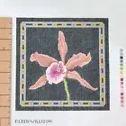 Hand painted Needlepoint Canvas Cymbidium pink Orchid flower 8"x 8" 18 count