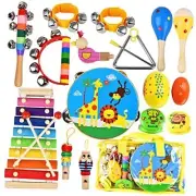 Kids Musical Instruments Set, 20 Pcs Wooden Shakers Percussion Instruments