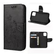 For iPhone 12 Pro Max Case, Butterfly Flower Folio PU Leather Case, Card Slots, Wallet, Black