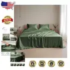 Softer Than Silk King Size Sheet Set - Green Breathable Tencel 4-Pc Bedding