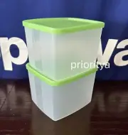 Tupperware Freezer It Square Rounds 800ml Container Set of 2 Sheer Green New