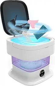 Mini Washing Machine, 14L 2.2 kg Camping Washing Machine Foldable with Laundry Bag, Deep Cleaning of Underwear, Baby Clothes, Towels, Portable Washing Machine for Homes, Hotel, RV, Travel, Purple