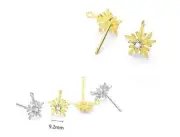 1Pair Sterling Silver Stud Earrings Component, CZ Snowflake Earrings Supply, Mi
