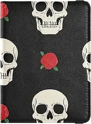 [Amooorous] White Skull Leather decorative Passport and Vaccine Card Wallet Combo Wallet Combo Travel Passport Wallet With Vaccination Card Slot Waterproof, White skull, 1 size